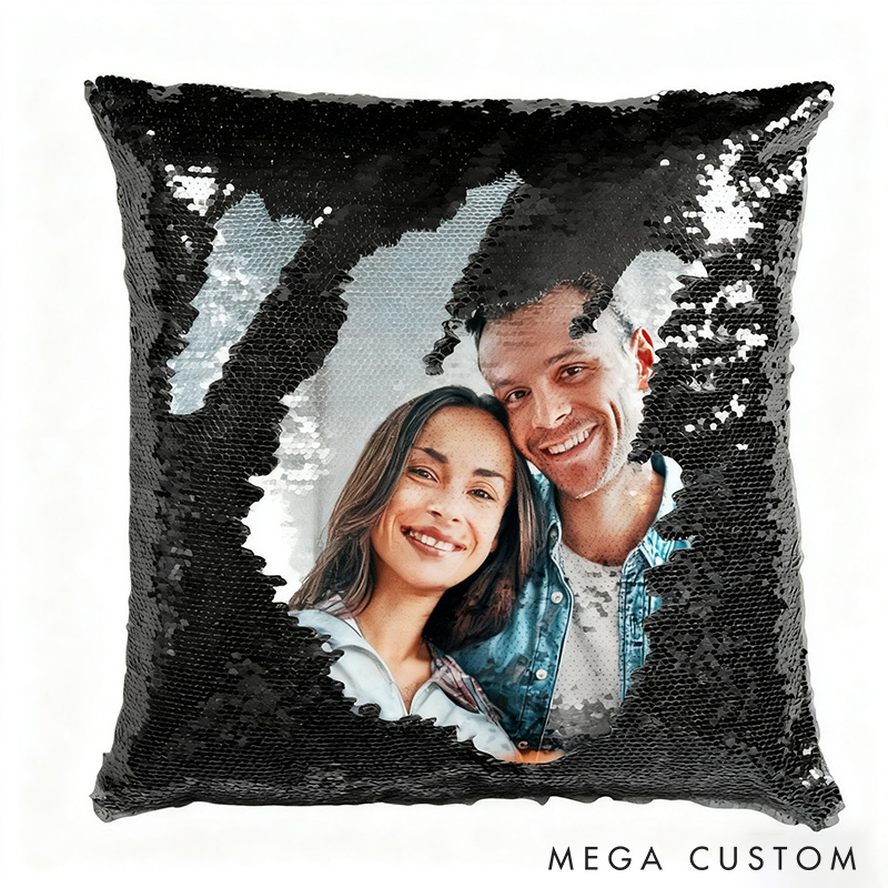 Personalized Sequin Photo Pillow Merry Christmas Blingbling Gift Anniversary Gift For Girlfriend Birthday Gift For Her Couple Gift 