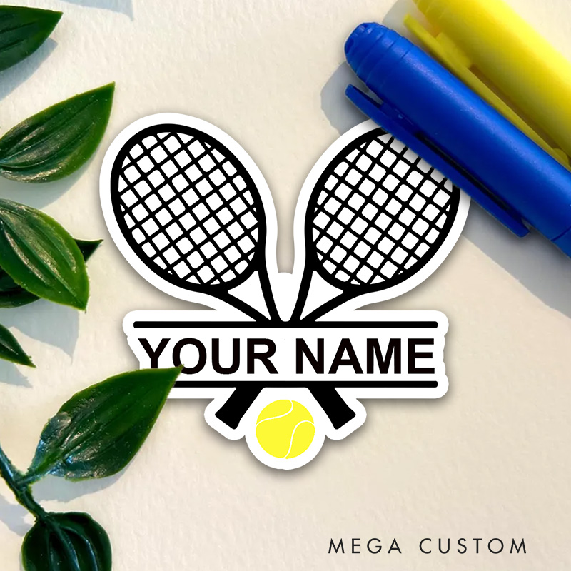 Personalized Tennis Racket Sticker Custom Name Design 