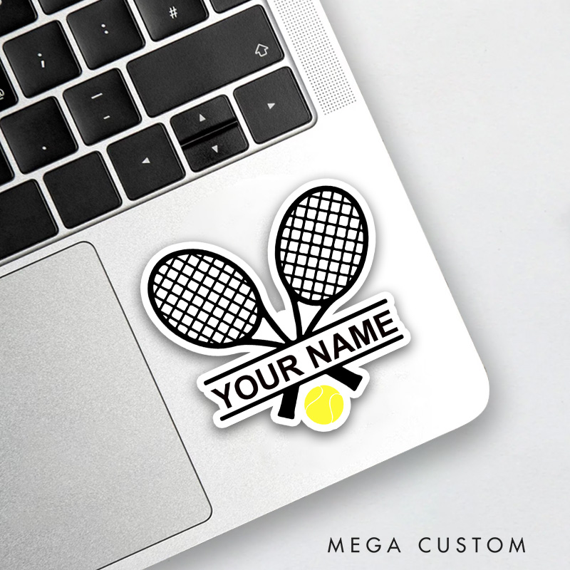 Personalized Tennis Racket Sticker Custom Name Design 