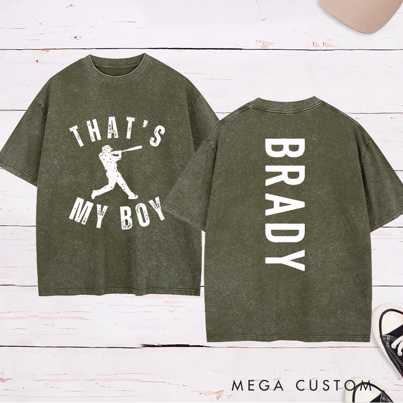 Personalized That's My Boy Baseball Washed T-Shirt with Name