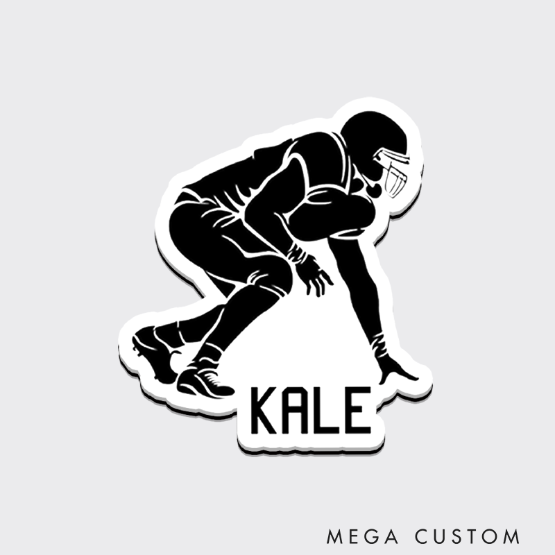 Personalized American Football Fridge Magnet with Custom Player Name- Sports Decal