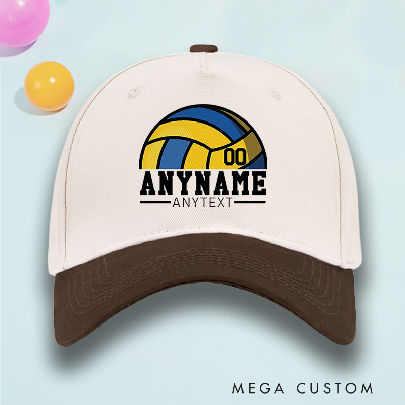 Personalized Volleyball Cotton Two Tone Cap with Custom Player Name, Jersey Number and Text
