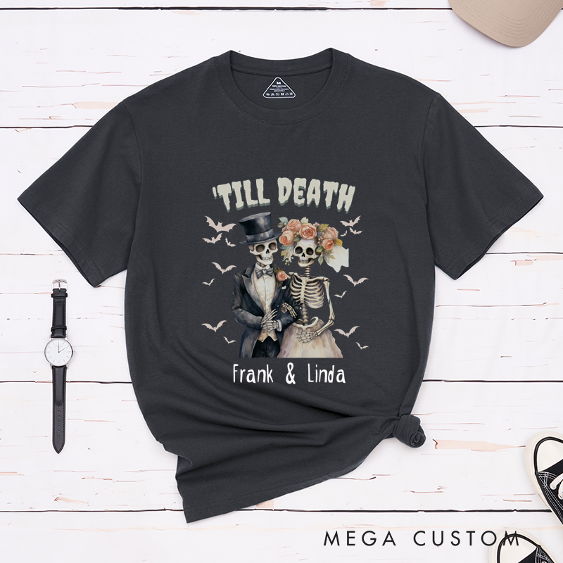 Personalized Skeleton Till Death Halloween Couple Matching T-Shirt