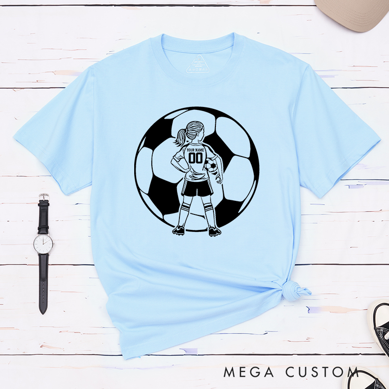 Personalized Soccer T-Shirt for Girls with Custom Name and Number