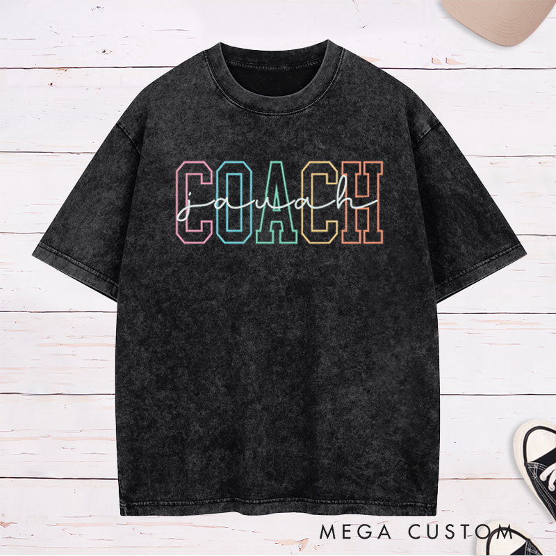 Personalized Coach Washed T-Shirt with Custom Name