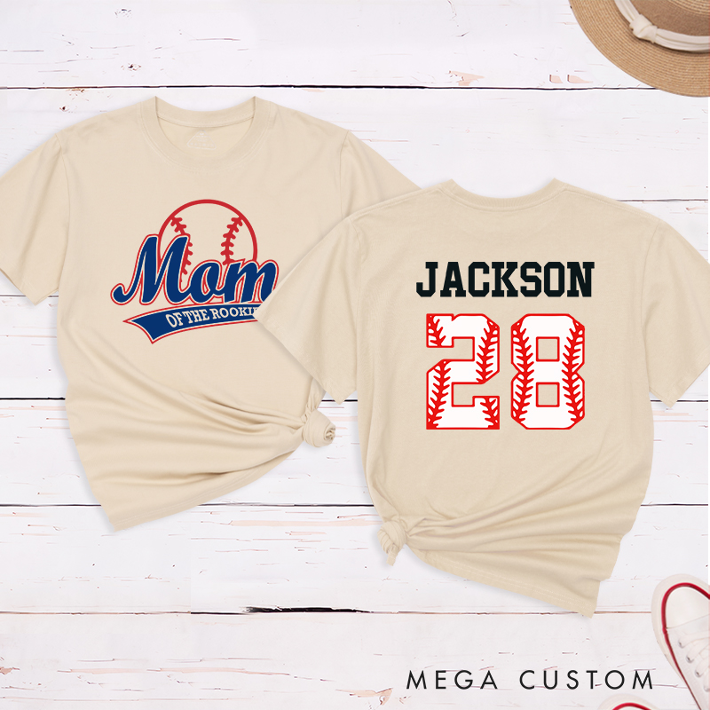 Personalized Baseball Name and Number T-Shirt for Mom