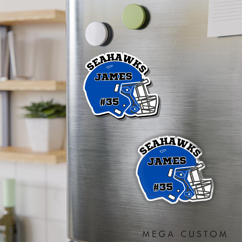 Personalized American Football Helmet Magnets with Custom Team Name,Player Name and Number