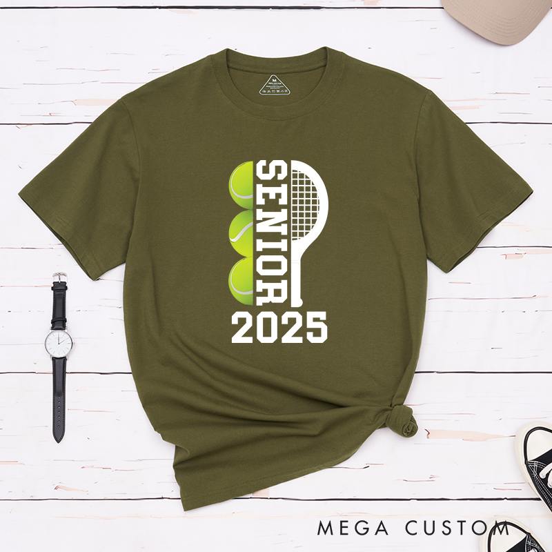 Personalized Senior Tennis T-Shirt with Graduation Year and Custom Name