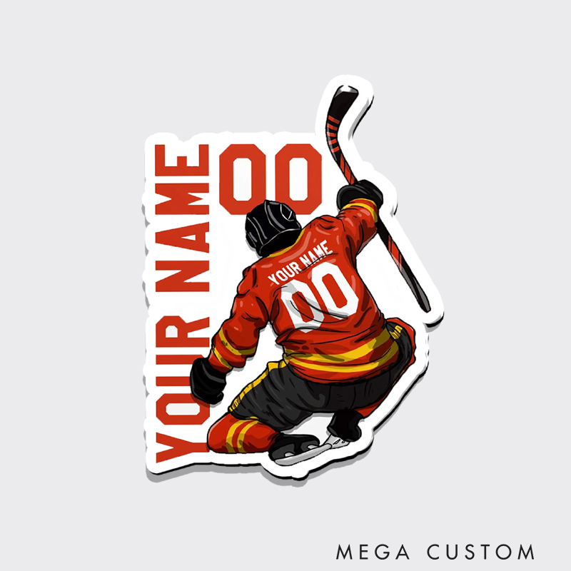 Personalized Hockey Celebration Fridge Magnet with Custom Name and Number