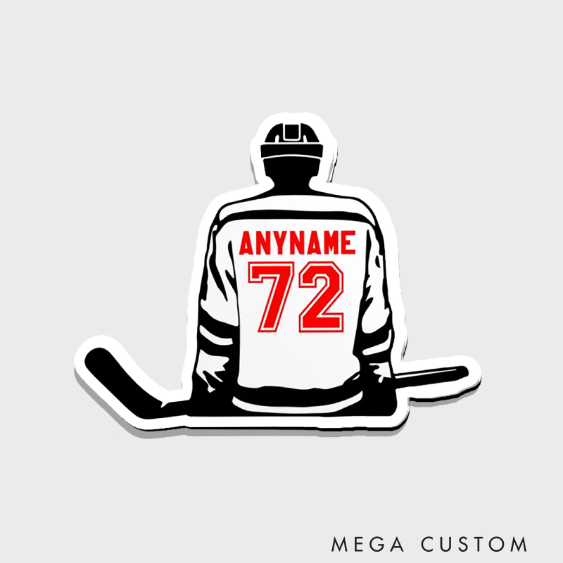 Personalized Ice Hockey Player Fridge Magnet with Name and Number Options