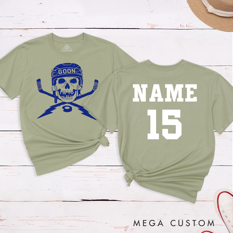 Personalized "Goon Skull" Hockey T-Shirt with Custom Name and Number