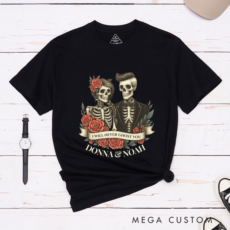 Personalized Halloween Couple Matching T-Shirt Skeleton Couple Matching Shirt Halloween Skeleton Gift