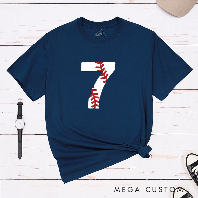 Personalized Baseball T-Shirt with Distressed Number Design for a Unique Look