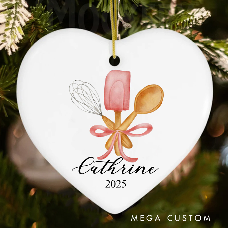 Personalized Baking Tool Christmas Ornament Cookie Baking Ornament with Name Xmas Tree Decor Baker 2025 Christmas Gift Baking Lover Gift