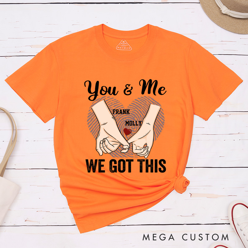 Personalized You and Me We Got This Couple Heart Fingerprint Matching T-Shirt 