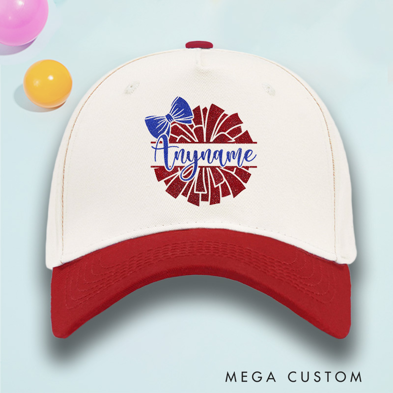 Personalized Cheerleader Name Cotton Two Tone Cap with Custom Name for Fans