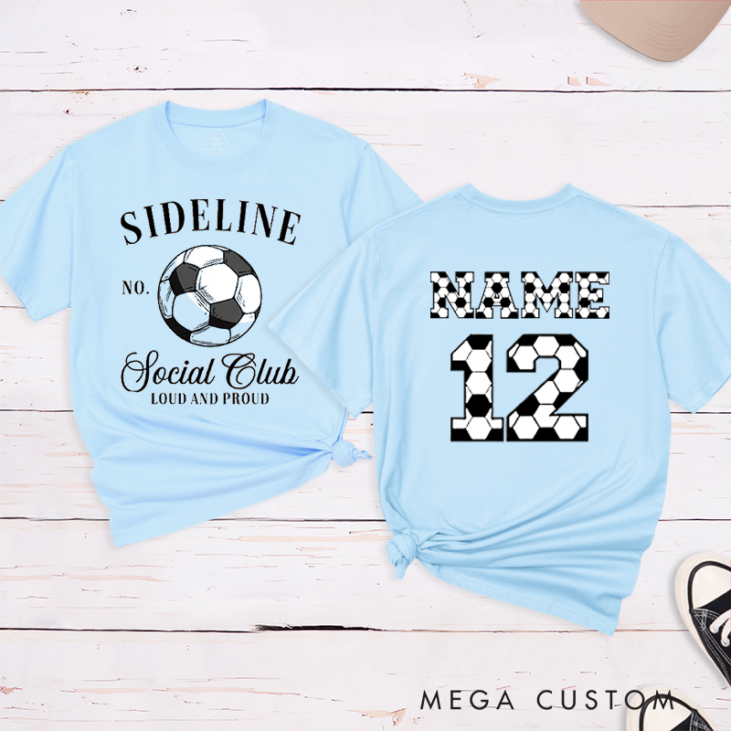 Personalized Sideline Soccer T-Shirt with Custom Name and Number Design