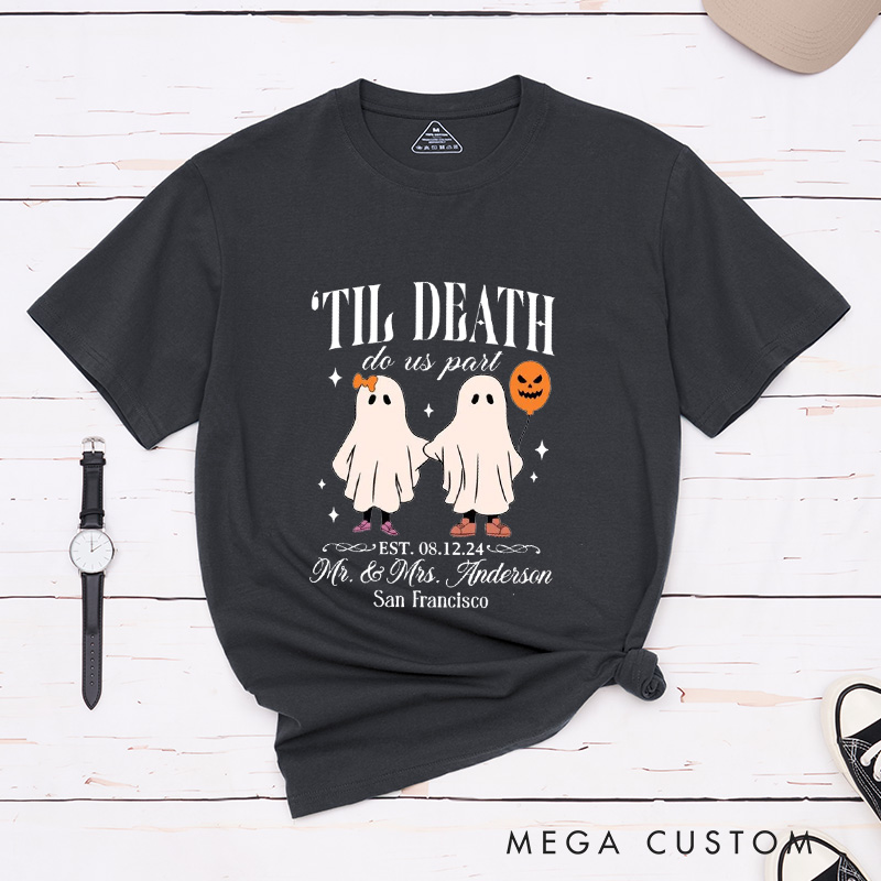 Personalized Couple Till Death Matching Halloween T-Shirt Ghost Halloween Couple Shirt