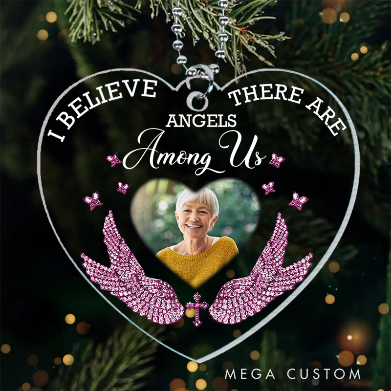 [Copy][Copy]Personalized Heart Shaped Memorial Ornament With Angel Wings Rose Accents Custom Photo Name Your Wings Were Ready Keepsake