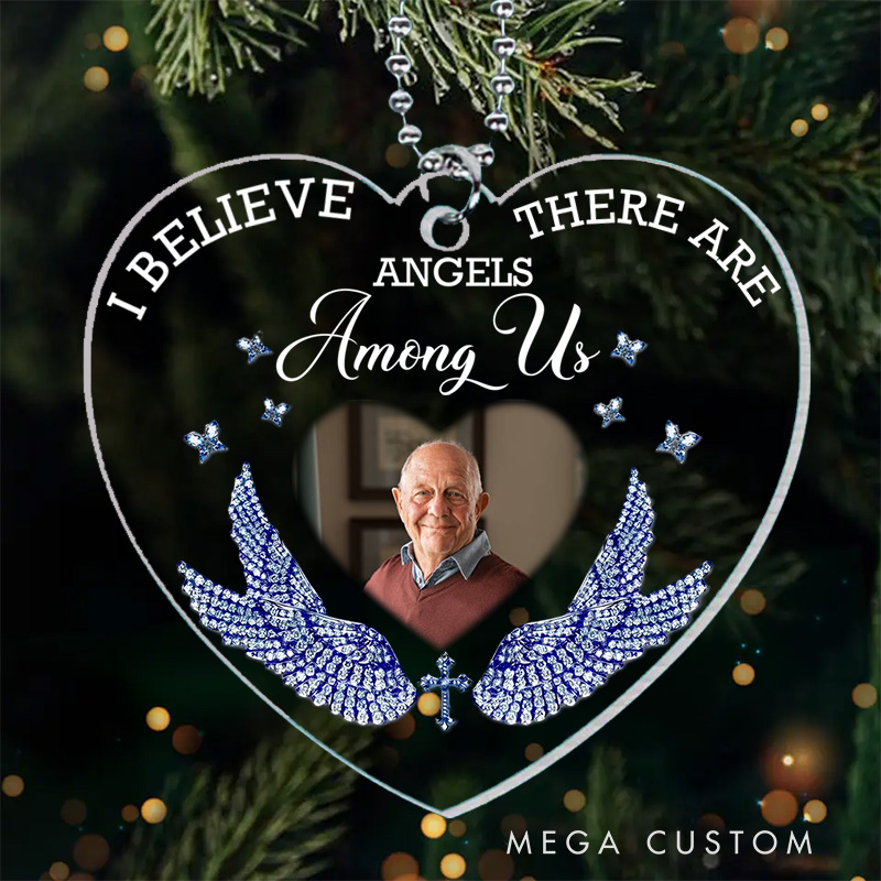 [Copy][Copy]Personalized Heart Shaped Memorial Ornament With Angel Wings Rose Accents Custom Photo Name Your Wings Were Ready Keepsake