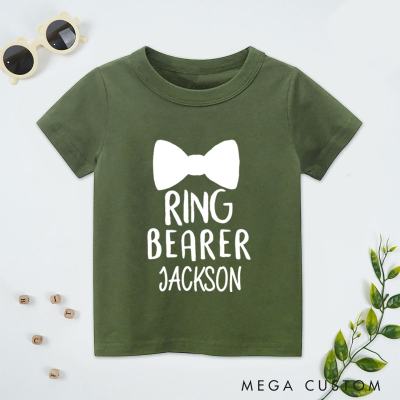 Personalized Chic Ring Bearer with Bowtie Wedding Flower Boy T-Shirt 