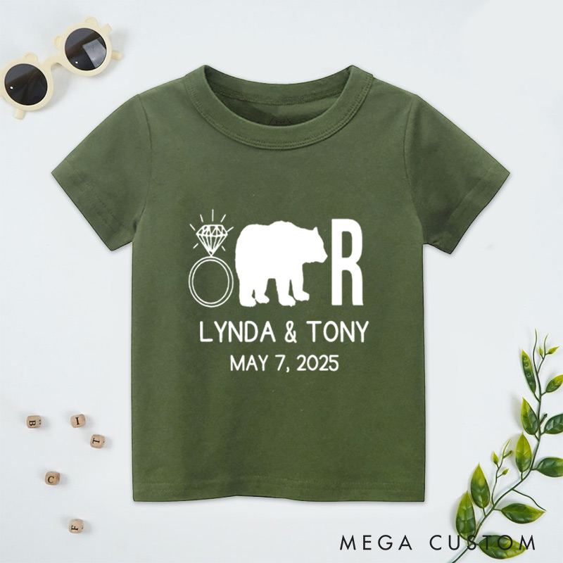 Personalized Funny Ring Bearer with Bear and Ring Wedding Flower Boy T-Shirt 