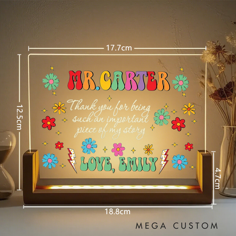 Personalized Teacher Floral Acrylic Plaque Thank You Desk Decor Gift Teacher Appreciation Gift