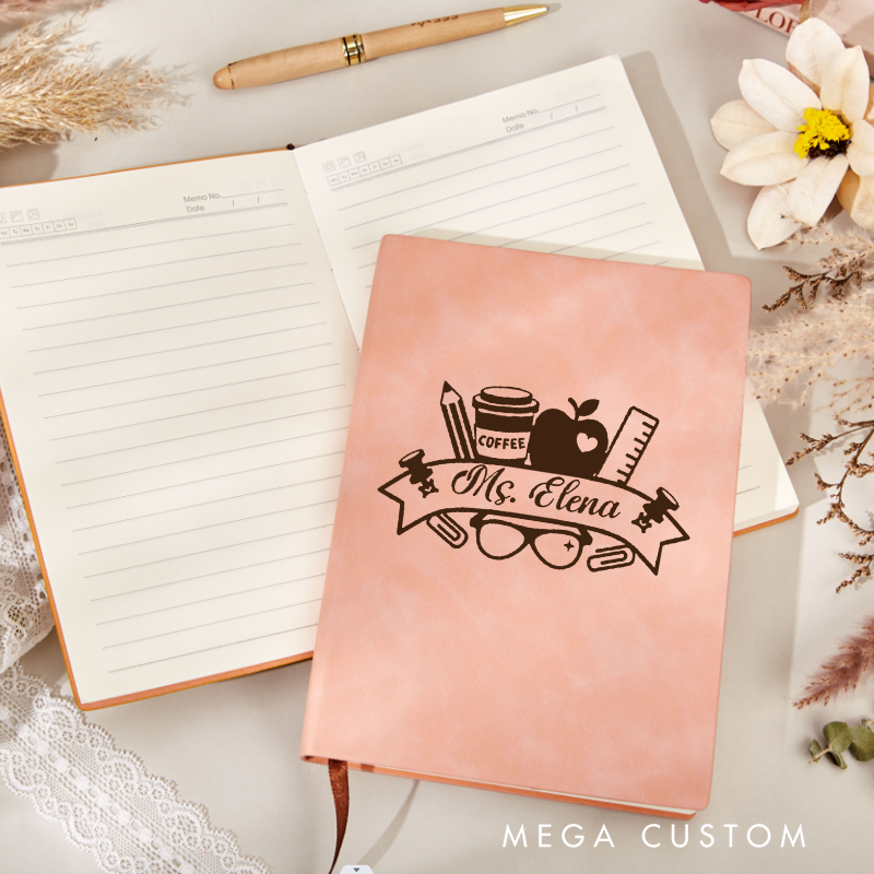 Personalized Leather Notebook Gift for Teacher Thank You Teacher Leather Journal Engraved with Teacher Name Teacher Appreciation Gift
