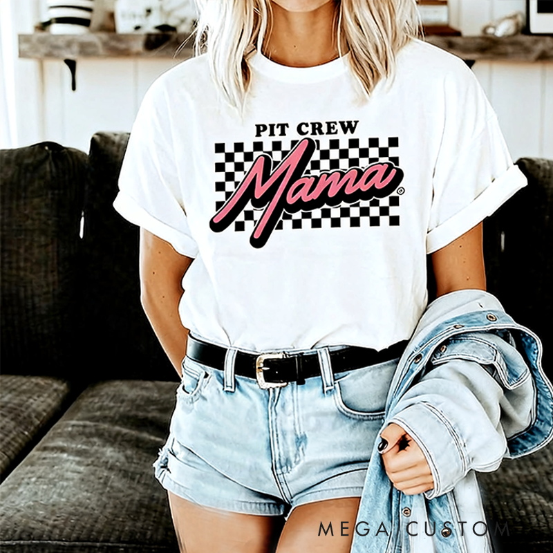 Personalized Racing Gifts Custom Pit Crew Shirts with Name Matching Mommy Daddy T-Shirts for Couple or Family