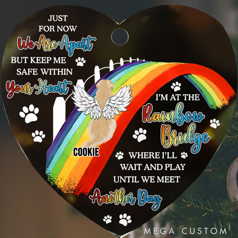 Personalized Dog Lover Dog Memorial We'll Wait and Play at the Rainbow Bridge Ornament