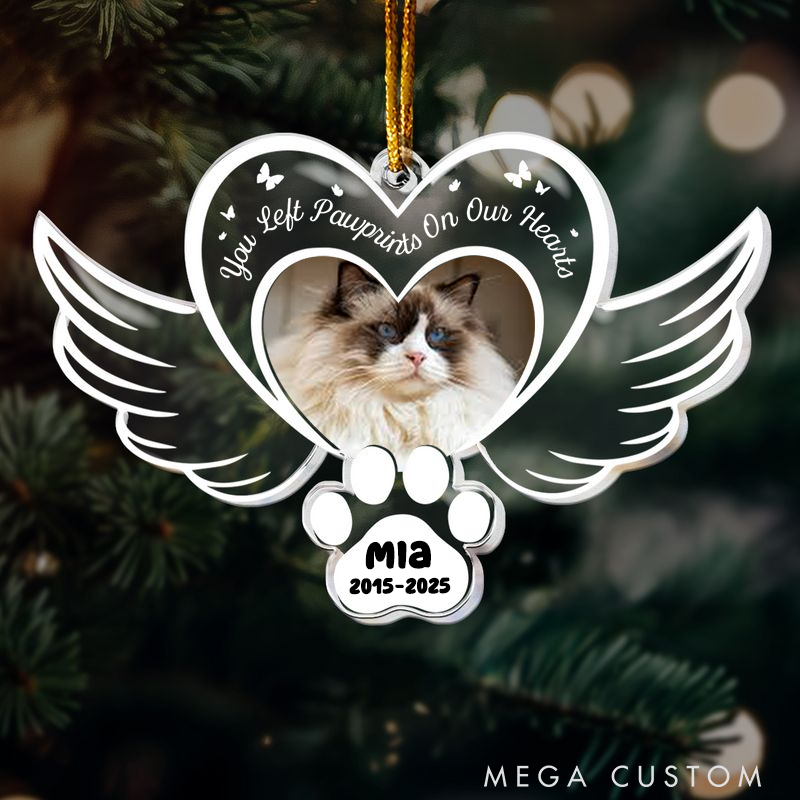 Personalized Pet Lover You Left Pawprints on My Heart Ornament