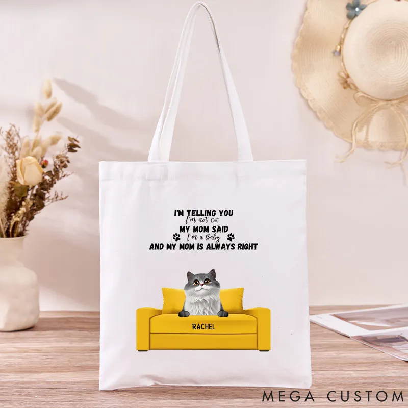 Personalized Cat Lover We're Telling You We're Not Cats Canvas Tote Bag