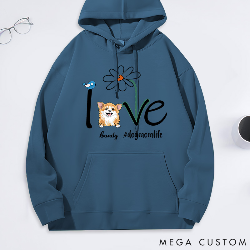 Personalized Dog Lover Flower and Love Classic Hoodies