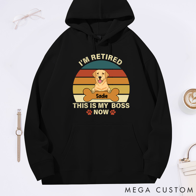 Personalized Dog Lover Retro I'm Retired this is My Boss Classic Hoodies