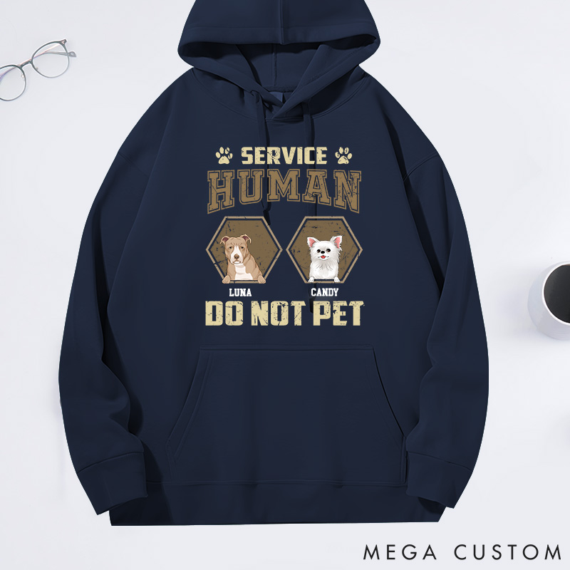 Personalized Dog Lover Retro Hexagon Service Human do Not Pet Classic Hoodies