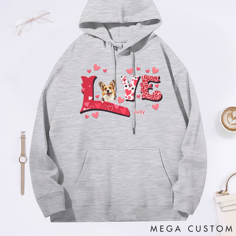 Personalized Dog Lover Love Heart Classic Hoodies