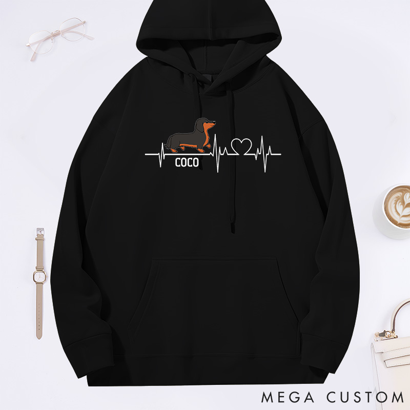 Personalized Dog Lover Heart Electrocardiogram Classic Hoodies