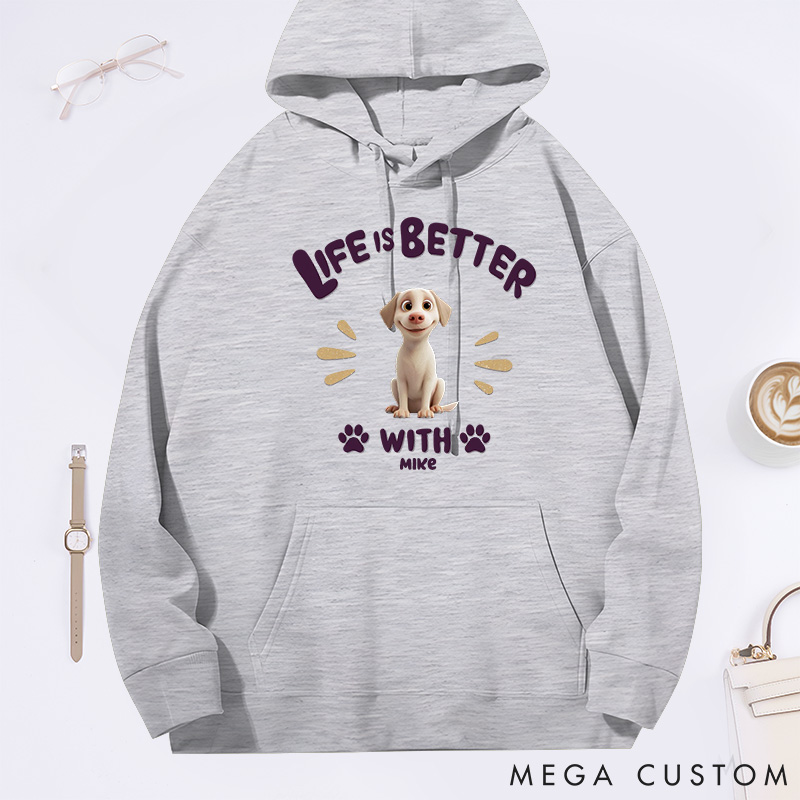 Personalized Dog Lover Life is Better Classic Hoodies