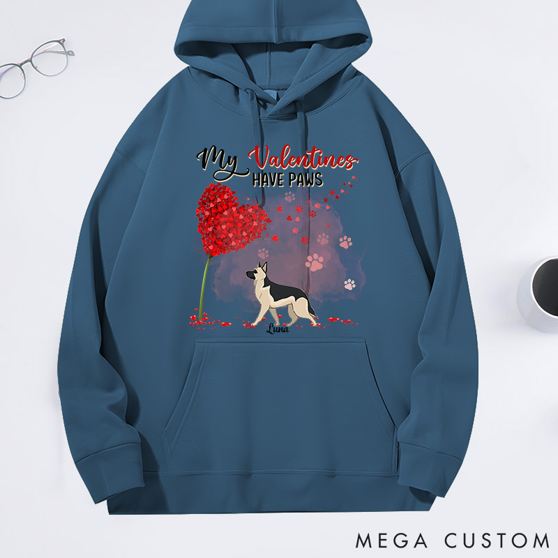 Personalized Dog Lover My Valentine has Paws Classic Hoodies
