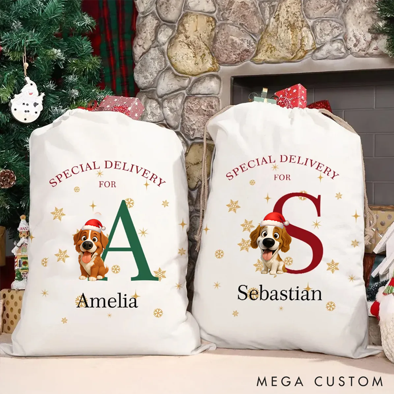 Personalized Dog Lover Christmas Theme Dog Pattern Christmas Sack