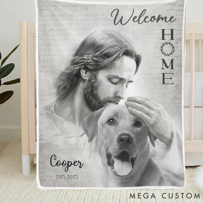 Personalized Pet Lover Custom Photo Welcome Home Throw Blanket