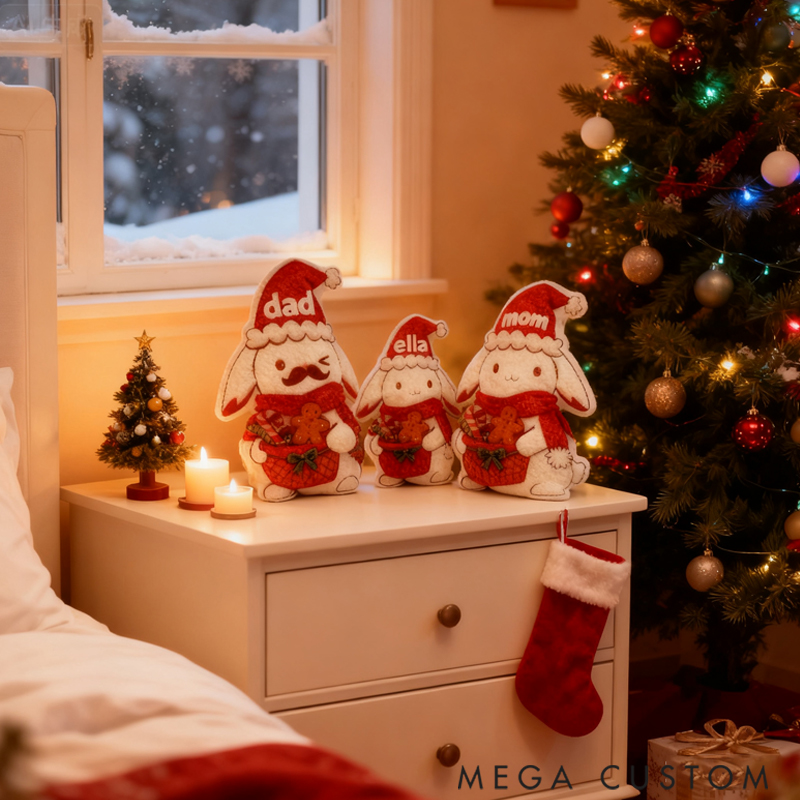 Personalized Cute Rabbit Family Shaped Holiday Festival Pillow Gift for Family