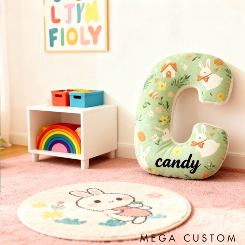 Personalized Graphic 3D Pretty Rabbit Family Pillow for Family Members