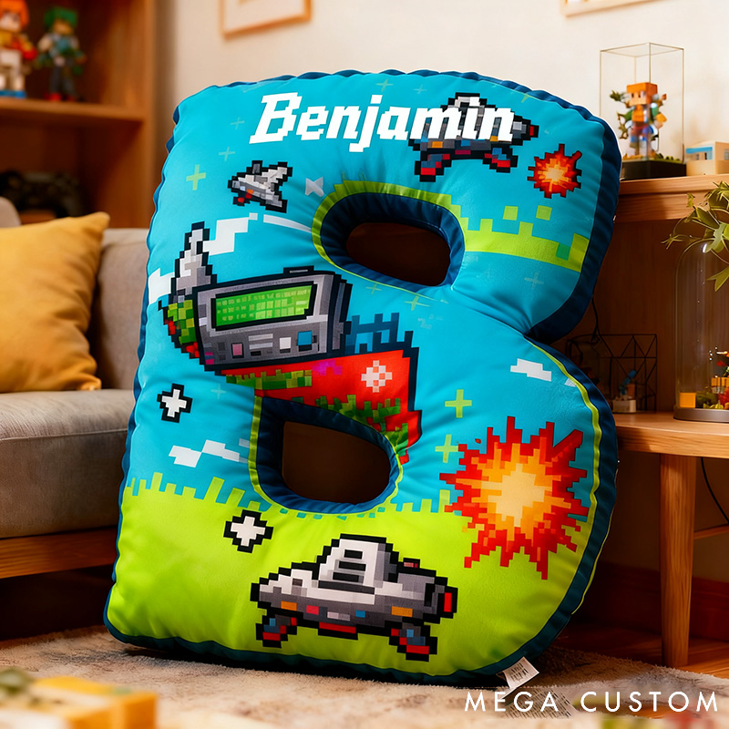 Personalized Game Letter Pillow for Game Lovers Plush Pillow Christmas Birthday Gift for Kids