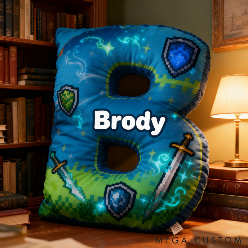 Personalized Game Letter Pillow for Game Lovers Plush Pillow Christmas Birthday Praty Gift for Kids