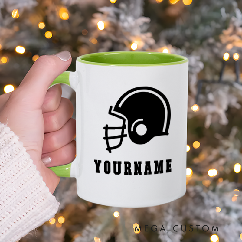 Personalized American Football Helmet Mug with Custom Player Name