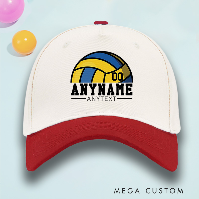 Personalized Volleyball Cotton Two Tone Cap with Custom Player Name, Jersey Number and Text