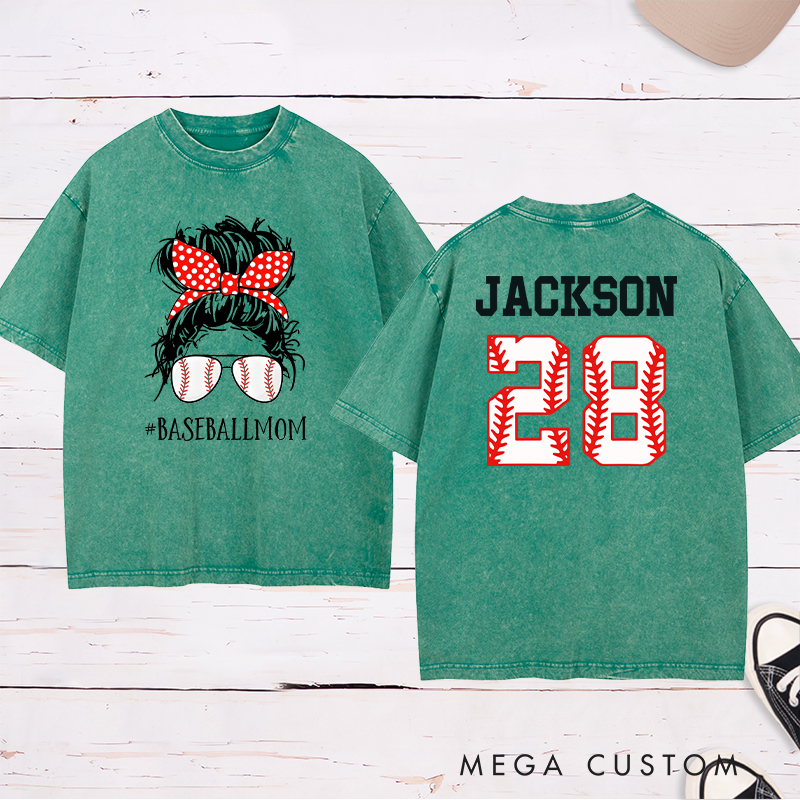 Personalized "BaseballLife" Trendy Washed T-Shirt with Custom Name