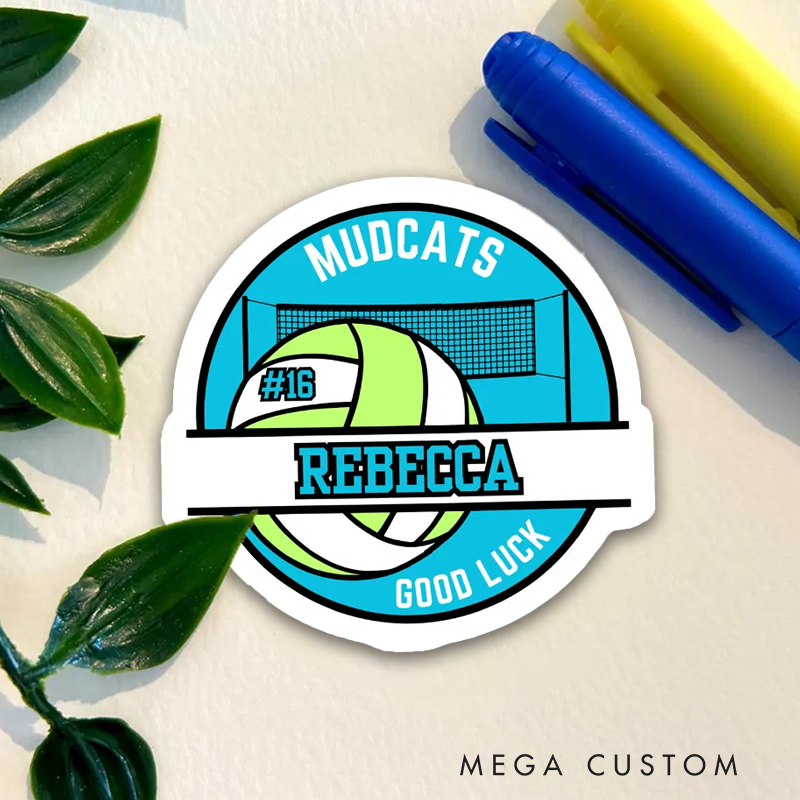 Personalized Good Lucy Volleyball Sticker with Custom Team Name, Player Name and Number for Game Day