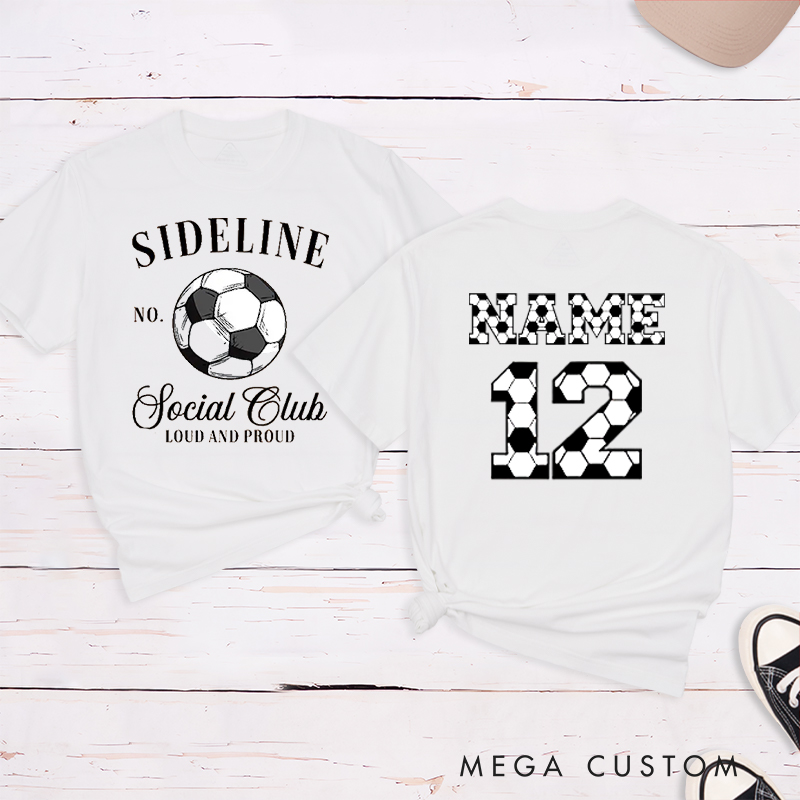 Personalized Sideline Soccer T-Shirt with Custom Name and Number Design
